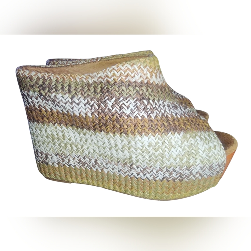 Jeffrey Campbell Virgo Peep Toe Wedges, Womens 6